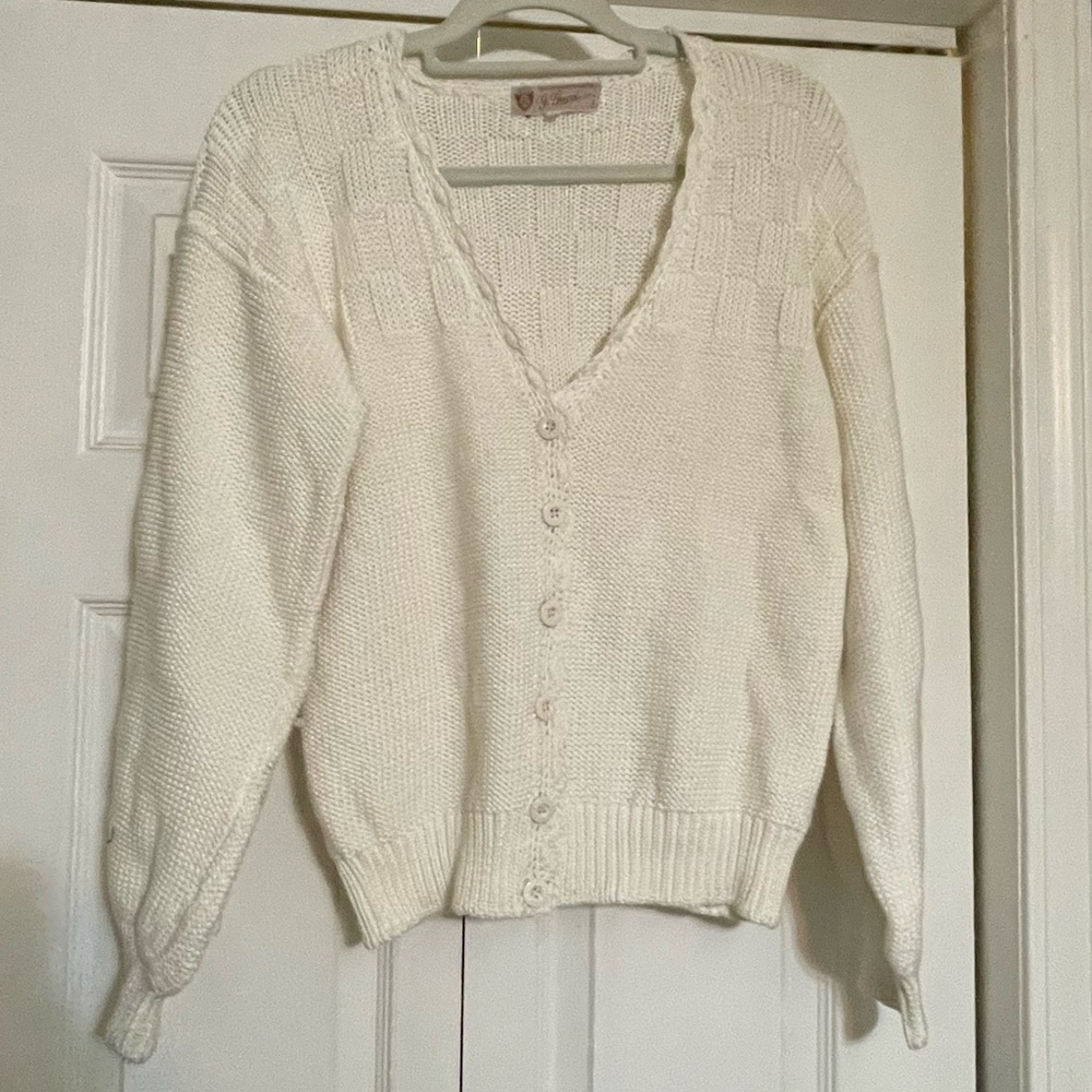 Vintage Gucci Cardigan Sweater White (size 44)